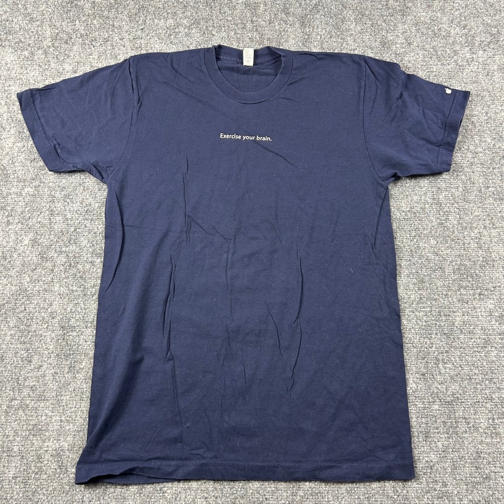 Apple T-Shirt Womens Medium Navy Exercise Your Brain One to Oneâ Tech Promo Tee